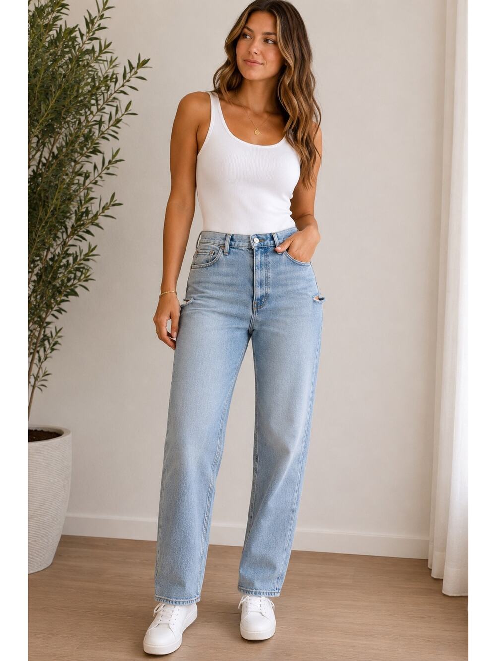 Abercrombie The Dad High Rise Straight Leg Jeans 30/10 Long Light Wash